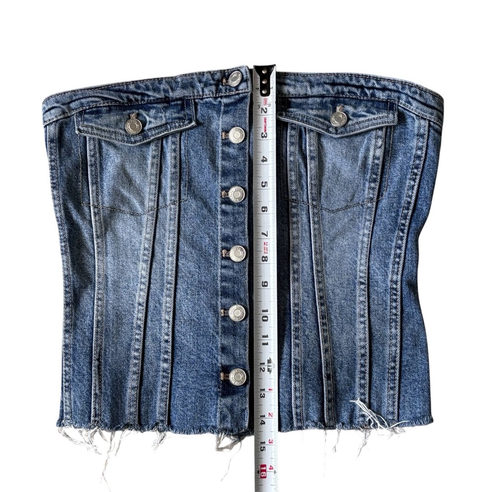 ZARA Corset Style Denim Top Size L - Picture 6 of 13